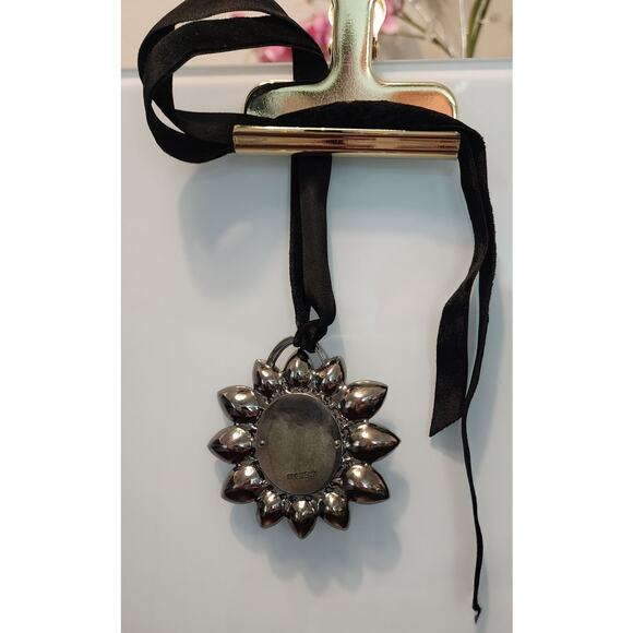 Givenchy Ruby-Red Rhinestone Flower Pendant Necklace, Vintage, Large - Picture 3 of 5